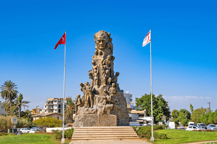 Ataturk Monument (Victory Monument) in the city center of Famagusta.