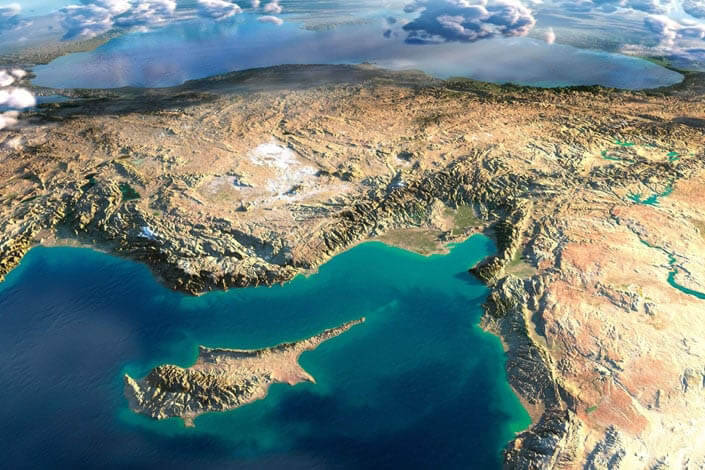 cyprus aerial view map