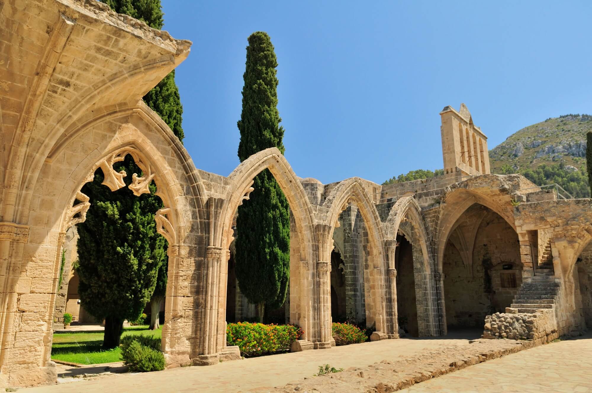 Still standing strong, beautiful arches in the Bellapais Abbey